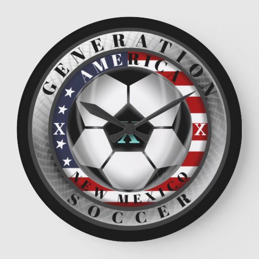 ニューヨーク州ジェネレーションXアメリカンサッカー ラージ壁時計 (正面)