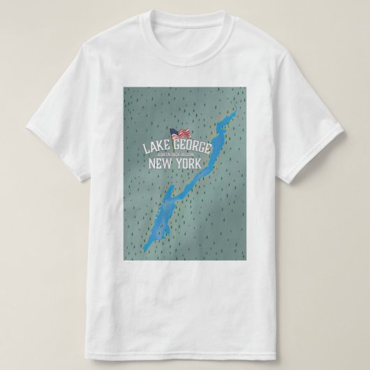 ニューヨーク州ジョージ湖の地図 Tシャツ (デザイン正面)