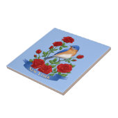 ニューヨーク州バードアンドフラワーブルーバード&レッドローズ タイル (側面)