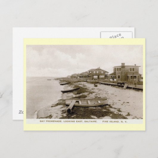 ニューヨーク州ファイアアイランドのサルテールヴィンテージ ポストカード (正面/裏面)