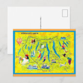 ニューヨーク州フィンガー湖地域 イラスト入りポストカード ポストカード (正面/裏面)