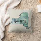 ニューヨーク州マップウォーターカラー装飾用クッション クッション (ブランケット)
