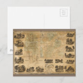 ニューヨーク州マディソン郡ハミルトンの地図(1858) ポストカード (正面/裏面)