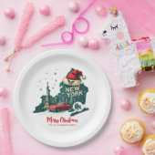 ニューヨーク州メリークリスマスカスタムホリデーホテル ペーパープレート (パーティー)