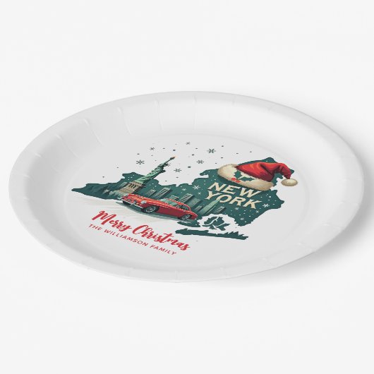 ニューヨーク州メリークリスマスカスタムホリデーホテル ペーパープレート (アングル)