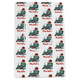 ニューヨーク州メリークリスマスカスタム文字 ミディアムペーパーバッグ