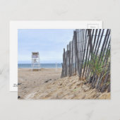 ニューヨーク州モントークの砂のビーチ ポストカード (正面/裏面)