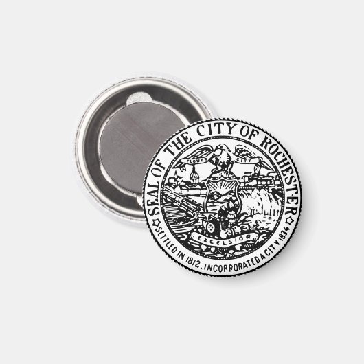 ニューヨーク州ロチェスターのシール マグネット (正面/裏面)