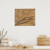 ニューヨーク州南部の地図 ポスター (キッチン)