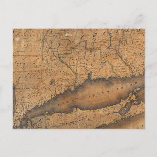 ニューヨーク州南部の地図 ポストカード (正面)