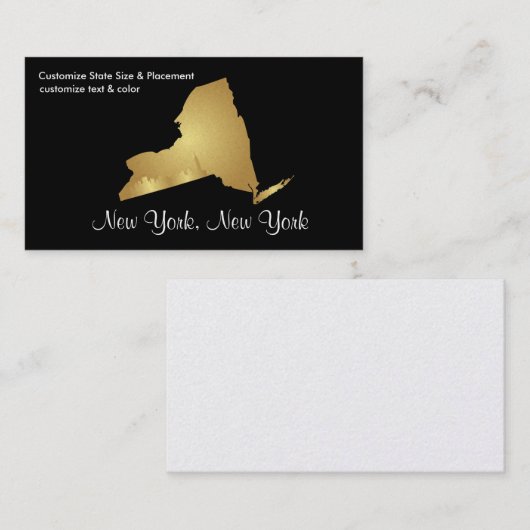 ニューヨーク州名刺メタリック金ゴールド 名刺 (正面/裏面)