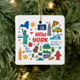 ニューヨーク州家族旅行クリスマス セラミックオーナメント