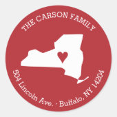 ニューヨーク州差出人住所withハートオンシティ ラウンドシール (正面)