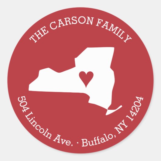 ニューヨーク州差出人住所withハートオンシティ ラウンドシール (正面)