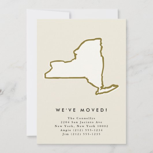 ニューヨーク州引っ越しましたシックなハンドドロー移動 案内状 (正面)