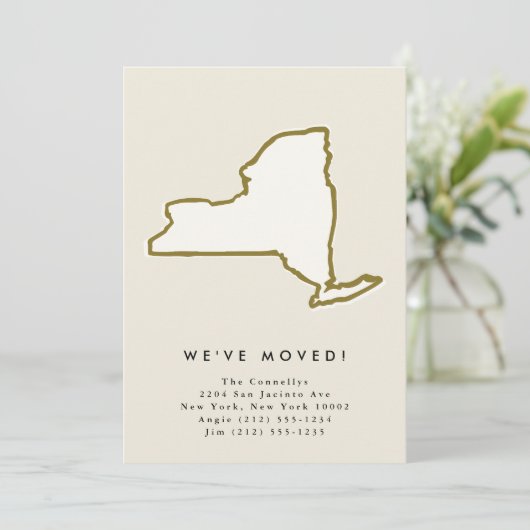 ニューヨーク州引っ越しましたシックなハンドドロー移動 案内状 (スタンド正面)
