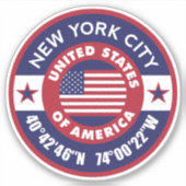 ニューヨーク州旗とアメリカ国旗の座標 シール (正面)