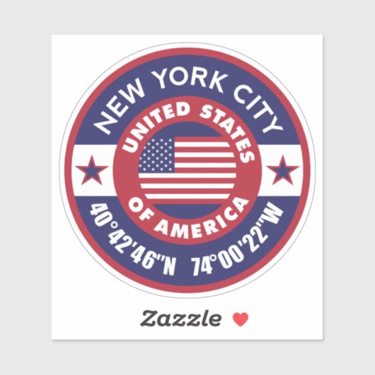 ニューヨーク州旗とアメリカ国旗の座標 シール (シート)