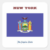 ニューヨーク州旗とスローガン スクエアシール (正面)