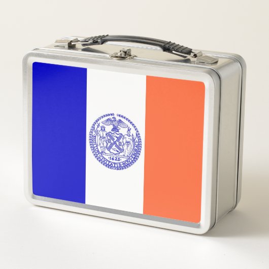 ニューヨーク州旗と金属ステンレスランチボックス メタルランチボックス (正面)