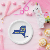 ニューヨーク州旗の地図 ペーパープレート (パーティー)
