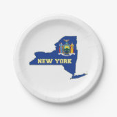 ニューヨーク州旗の地図 ペーパープレート (正面)