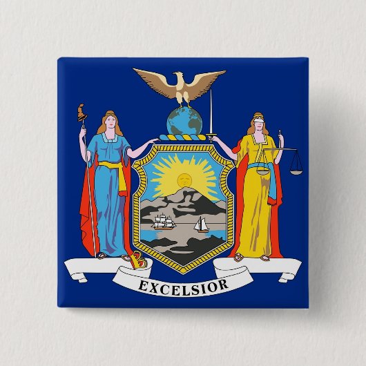ニューヨーク州旗を持つボタン 缶バッジ (正面)
