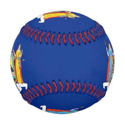 ニューヨーク州旗を持つ愛国野球 野球ボール (正面)