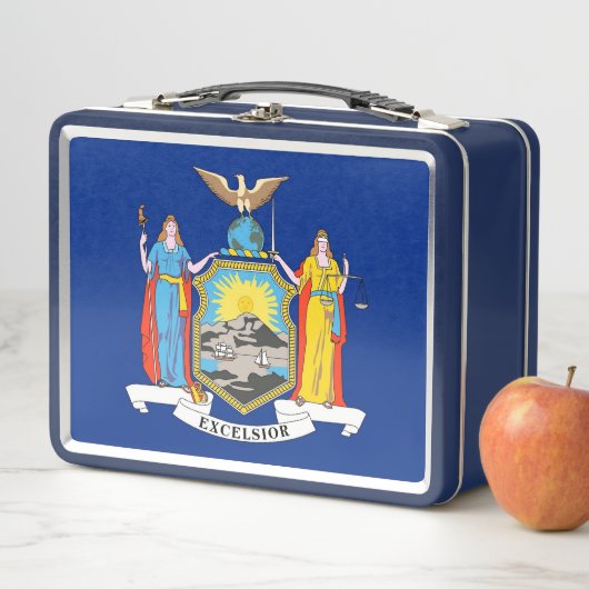 ニューヨーク州旗を持つ金属製ステンレスランチボックス メタルランチボックス (インサイチュ)