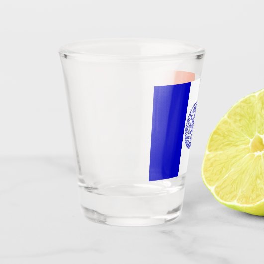 ニューヨーク州旗を掲げた愛国的なショットグラス ショットグラス (左)