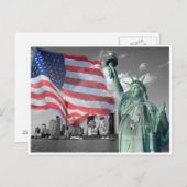 ニューヨーク州旗ニューヨークのスカイライン ポストカード (正面/裏面)