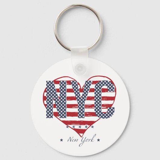 ニューヨーク州旗ハート キーホルダー (正面)