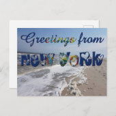 ニューヨーク州旗ハートUSAからの挨拶 ポストカード (正面/裏面)
