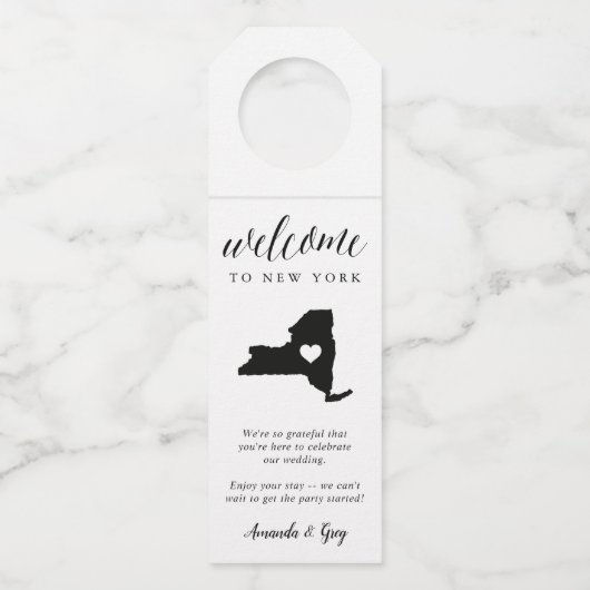 ニューヨーク州結婚の歓迎の好意 ボトルネックタグ (正面)