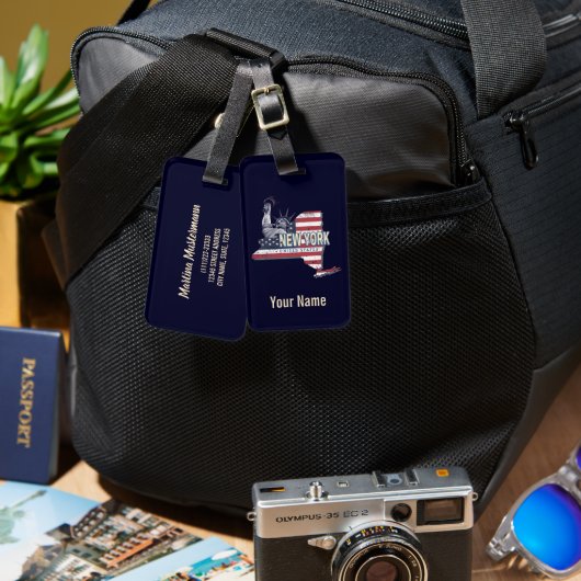 ニューヨーク州統一された州レトロマップヴィンテージUSA ラゲッジタグ (正面&裏面)