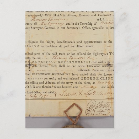 ニューヨーク州,証書 ポストカード (正面)