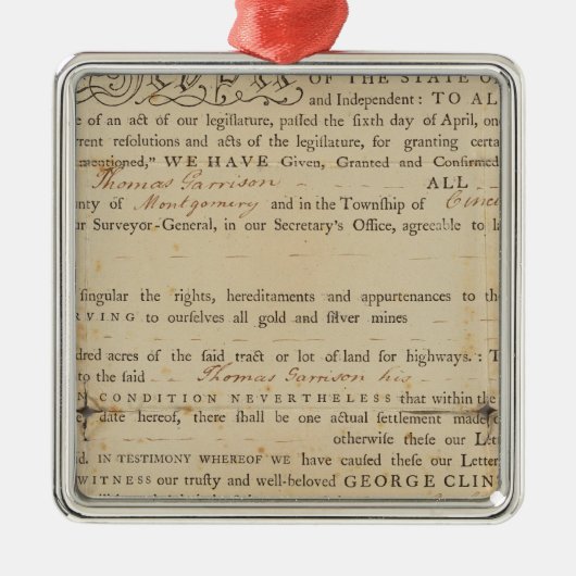 ニューヨーク州，証書 メタルオーナメント (正面)