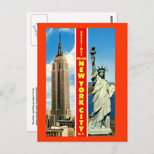 ニューヨーク市からのヴィンテージ ポストカード (正面/裏面)