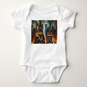 ニューヨーク市こどもグラフィックTシャツ - アイコニックなニューヨーク市 ベビーボディスーツ