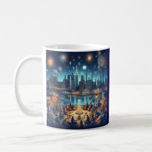 ニューヨーク市での大晦日 コーヒーマグカップ (左)