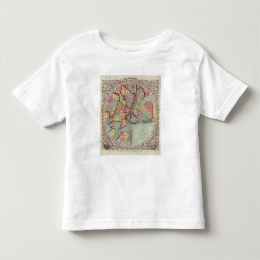 ニューヨーク市のまわりの地図 トドラーTシャツ (正面)