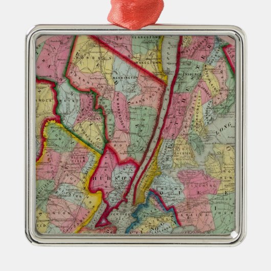 ニューヨーク市のまわりの地図 メタルオーナメント (正面)