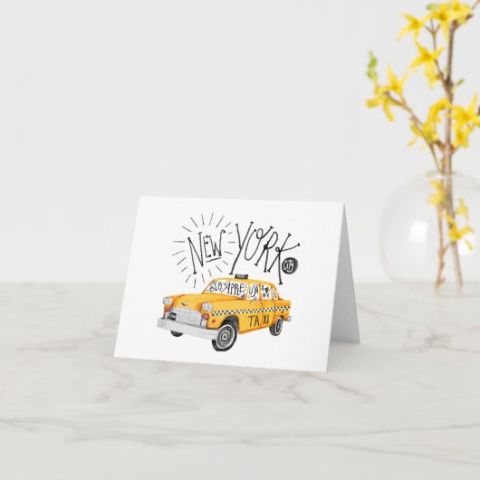 ニューヨーク市のイエロータクシーカーグリーティングカード カード (黄色い花)