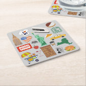 ニューヨーク市のシンボル スクエアペーパーコースター (アングル)