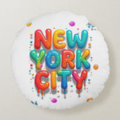 ニューヨーク市のバブルレター ラウンドクッション (裏面)