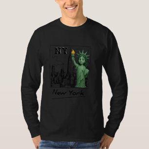 ニューヨーク市のベビーの自由スカイラインのスケッチ像 Tシャツ