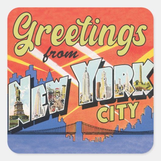 ニューヨーク市のヴィンテージ旅行からの挨拶 スクエアシール (正面)
