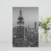 ニューヨーク市の夜の白黒航空写真 便箋 (スタンド正面)