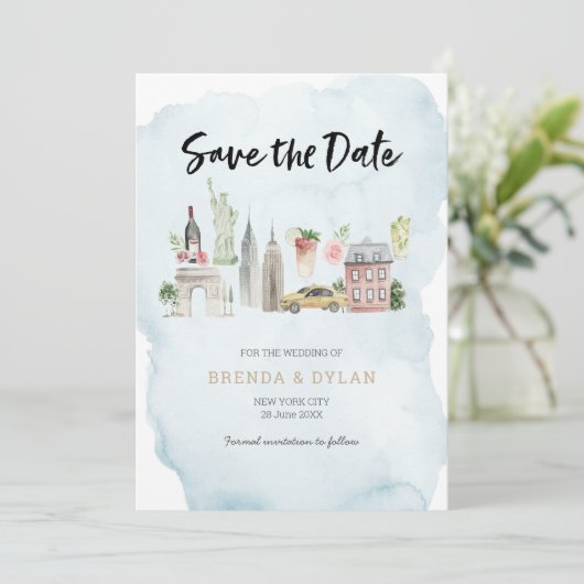 ニューヨーク市の招待の日付を保存 招待状 (スタンド正面)