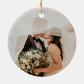 ニューヨーク市の水の色のスカイライン結婚の写真 セラミックオーナメント (裏面)